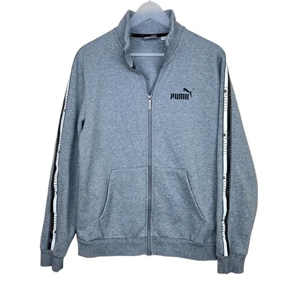 PUMA Full Zip Fleece Track Jacket Grey Size Small - Picture 3 of 14